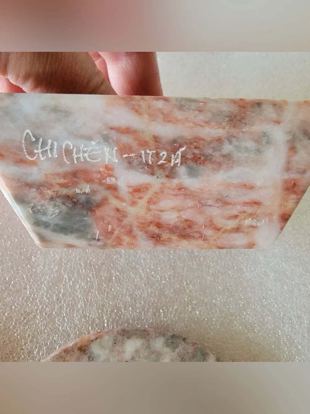 Chichen Itza Pink Marble Coasters W/ Silver Vintage Spanish Set of Five 5